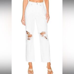 Good American Good ‘90s Duster Natural Fray In White035 Jeans Size 2/26 Women